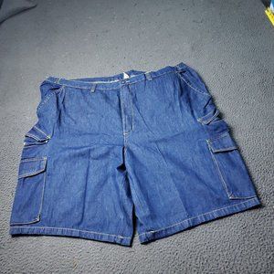 King Size Denim Jean Shorts Mens Size 52  Big & Tall Blue Cotton Cargo